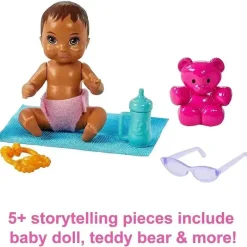 Fisher-Price Barbie*Mattel - Barbie Playset with Babysitter Doll, Curly Brunette Hair