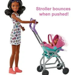 Fisher-Price Barbie*Mattel - Barbie Playset with Babysitter Doll, Curly Brunette Hair
