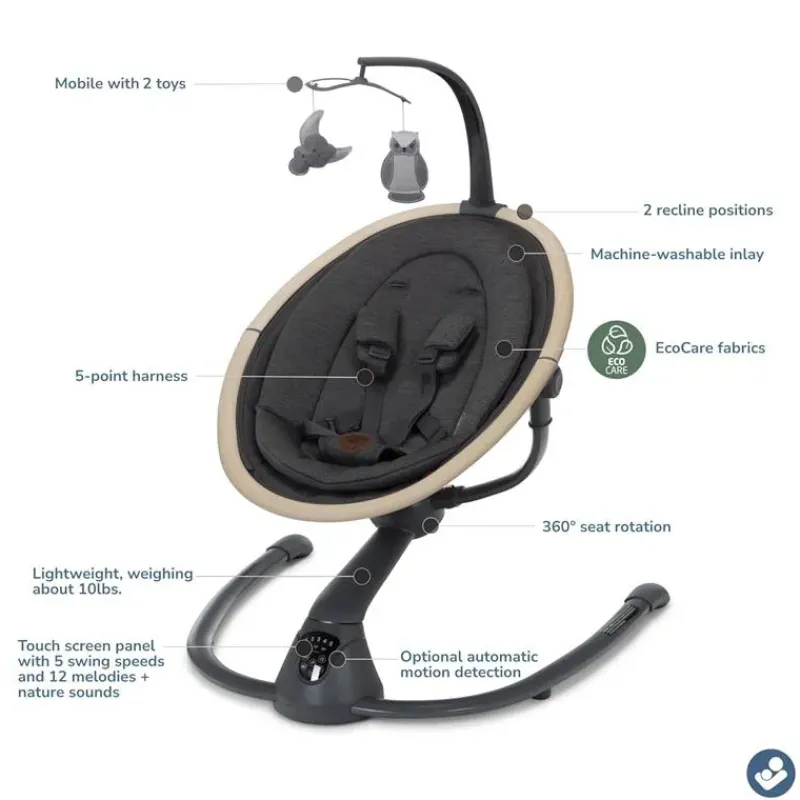 Maxi-Cosi Bouncers, Swings & Rockers*- Cassia Swing, Classic Graphite