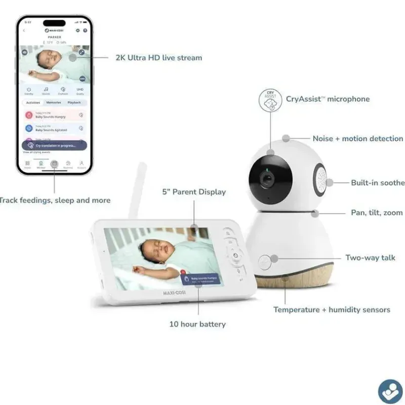 Maxi-Cosi Cool Baby Products|Wi-Fi Monitors*- See Pro 360 Baby Monitor with CryAssist™ AI Cry Translation