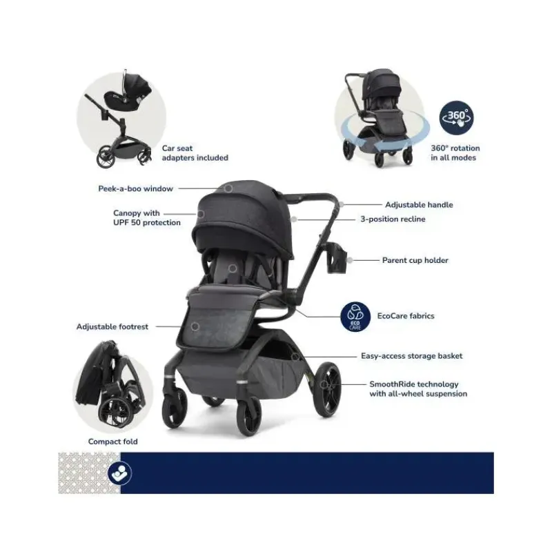 Maxi-Cosi Single Strollers*- Tana 360 Rotating Modular Stroller Kindred Collection, Onyx Heritage