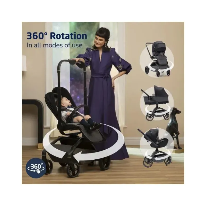 Maxi-Cosi Single Strollers*- Tana 360 Rotating Modular Stroller Kindred Collection, Onyx Heritage