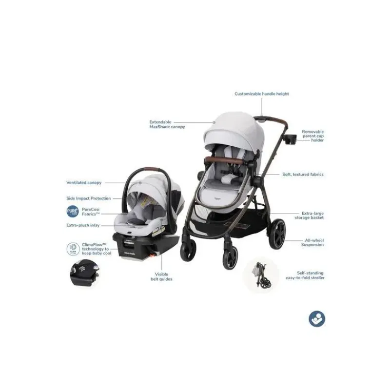 Maxi-Cosi Travel Systems*- Zelia Luxe + Travel System, Arctic Frost