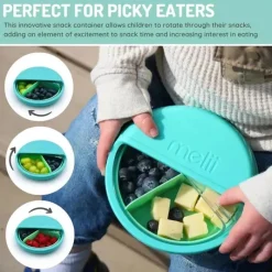 Melii Food Jars & Snack Cups|Dishes, Utensils & Food Containers*- 3 Compartments Spin Snack Container, Blue