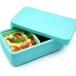 Melii Food Storage*- 100% Silicone Bento Box with Removable Dividers, 2 Compartments, Blue Mint