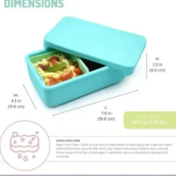 Melii Food Storage*- 100% Silicone Bento Box with Removable Dividers, 2 Compartments, Blue Mint