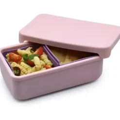 Melii Food Storage*- 100% Silicone Bento Box with Removable Dividers, 2 Compartments, Pink Purple