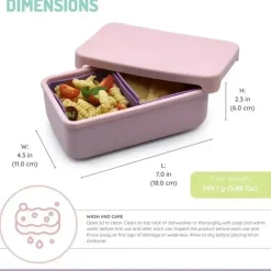 Melii Food Storage*- 100% Silicone Bento Box with Removable Dividers, 2 Compartments, Pink Purple