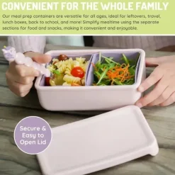Melii Food Storage*- 100% Silicone Bento Box with Removable Dividers, 2 Compartments, Pink Purple