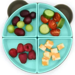 Melii Suction Plates & Bowls|Dishes, Utensils & Food Containers*- 100% Silicone Divided Suction Plate with Removable Dividers, Bear