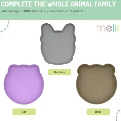 Melii Suction Plates & Bowls|Dishes, Utensils & Food Containers*- 100% Silicone Divided Suction Plate with Removable Dividers, Cat