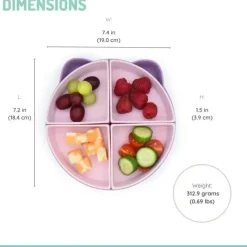 Melii Suction Plates & Bowls|Dishes, Utensils & Food Containers*- 100% Silicone Divided Suction Plate with Removable Dividers, Cat
