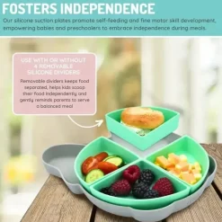 Melii Suction Plates & Bowls|Dishes, Utensils & Food Containers*- 100% Silicone Divided Suction Plate with Removable Dividers, Bulldog