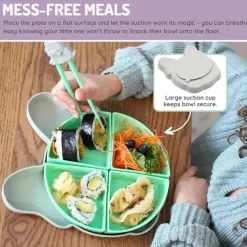 Melii Suction Plates & Bowls|Dishes, Utensils & Food Containers*- 100% Silicone Divided Suction Plate with Removable Dividers, Bulldog