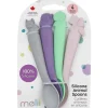 Melii Utensils & Accessories|Dishes, Utensils & Food Containers*- 100% Silicone Spoons, Baby and Toddler Feeding, BPA Free, 4 Piece Set, Dog, Cat, Unicorn, & Dino