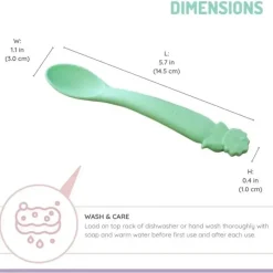 Melii Baby Shark|Utensils & Accessories*- 100% Silicone Spoons, Baby and Toddler Feeding, BPA Free, 4 Piece Set, Shark, Dino, Bulldog, and Bear