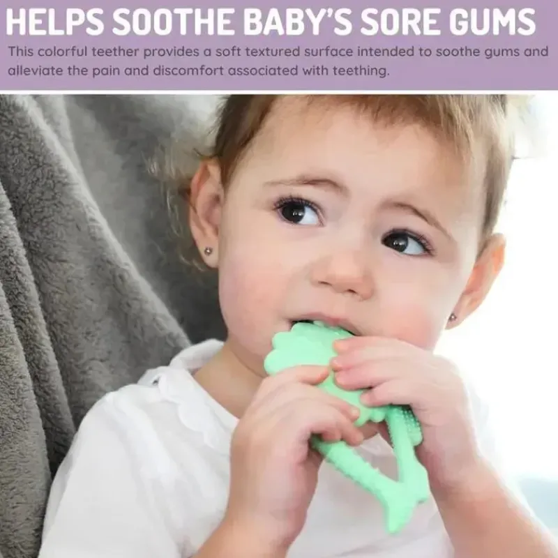 Melii Baby Shark*- Baby Teethers, 100% Food Grade Silicone, Multiple Textures, BPA Free, Dino & Shark