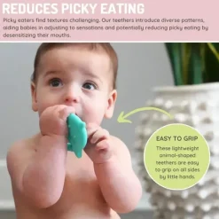 Melii Baby Shark*- Baby Teethers, 100% Food Grade Silicone, Multiple Textures, BPA Free, Dino & Shark