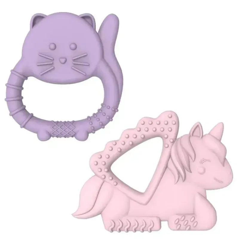 Melii Toys For 0-12 Months|Gift For Baby*- Baby Teethers, 100% Food Grade Silicone, Multiple Textures, BPA Free, Unicorn & Cat