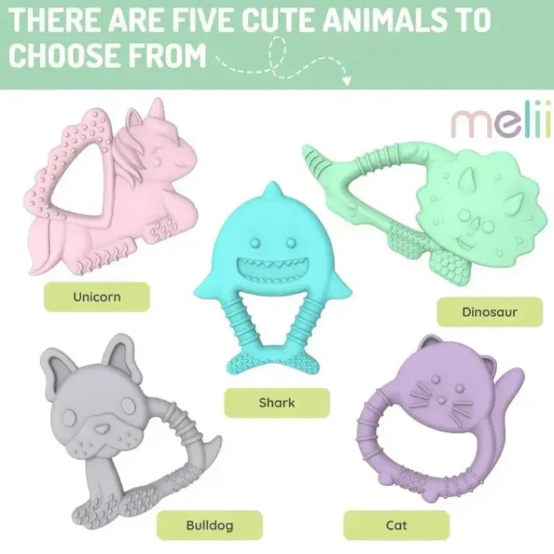 Melii Toys For 0-12 Months|Gift For Baby*- Baby Teethers, 100% Food Grade Silicone, Multiple Textures, BPA Free, Unicorn & Cat