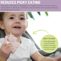 Melii Toys For 0-12 Months|Gift For Baby*- Baby Teethers, 100% Food Grade Silicone, Multiple Textures, BPA Free, Unicorn & Cat