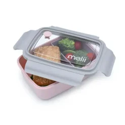 Melii Food Storage*- Bento Box with Removable Compartments, 800ml, Pink Purple Grey