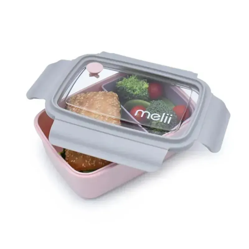 Melii Food Storage*- Bento Box with Removable Compartments, 800ml, Pink Purple Grey