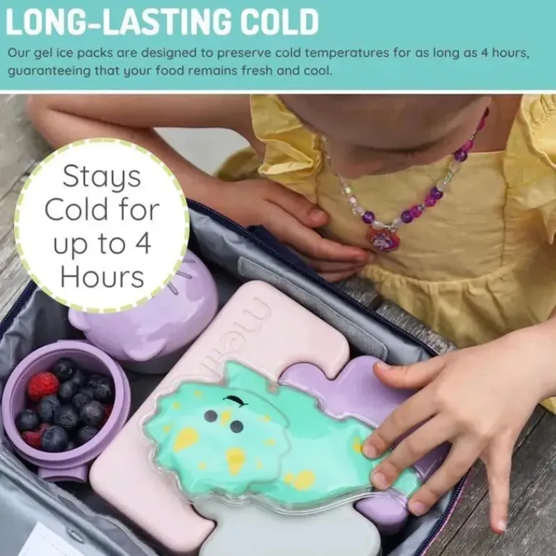 Melii Gadgets & Accessories*- Gel Ice Packs, 2 Pack, Keep Lunches and Snacks Cool, Reusable, Dino & Shark