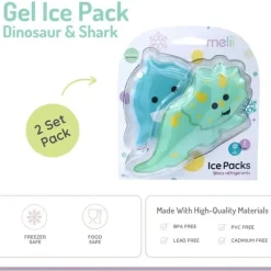 Melii Gadgets & Accessories*- Gel Ice Packs, 2 Pack, Keep Lunches and Snacks Cool, Reusable, Dino & Shark
