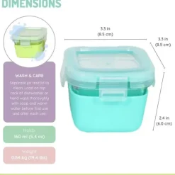 Melii Food Storage*- Glass Food Storage Containers with Silicone Sleeve, 5.4oz, Mint, Blue, Lime