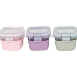 Melii Food Storage*- Glass Food Storage Containers with Silicone Sleeve, 5.4oz, Pink, Purple, Grey