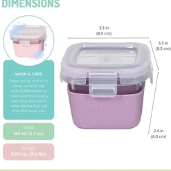 Melii Food Storage*- Glass Food Storage Containers with Silicone Sleeve, 5.4oz, Pink, Purple, Grey