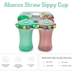 Melii Straw, Sippy & Training Cups|Dishes, Utensils & Food Containers*- 2Pk Abacus Straw Sippy Cup, Mint/Pink