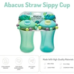 Melii Straw, Sippy & Training Cups|Dishes, Utensils & Food Containers*- 2Pk Abacus Straw Sippy Cup, Blue/Mint
