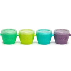 Melii Food Storage*- 4Pk Snap & Go Baby Food Storage Containers with Lids, Multicolour, 4 Oz