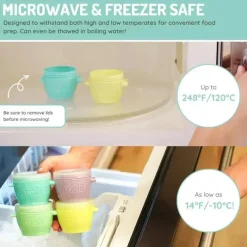 Melii Food Storage*- 4Pk Snap & Go Baby Food Storage Containers with Lids, Multicolour, 4 Oz