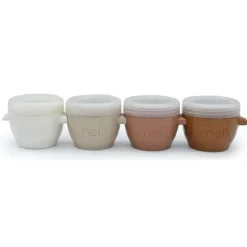 Melii Food Storage*- 4Pk Snap & Go Baby Food Storage Containers with lids, Neutrals, 4 Oz