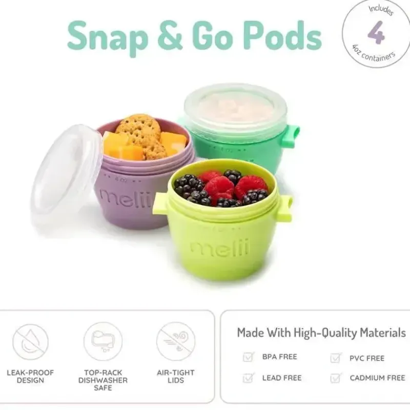 Melii Food Storage*- 4Pk Snap & Go Baby Food Storage Containers with lids, 4 Oz
