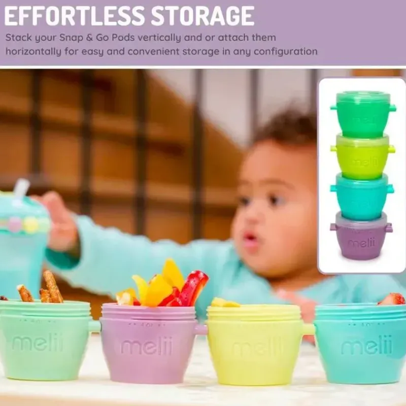 Melii Food Storage*- 4Pk Snap & Go Baby Food Storage Containers with lids, 4 Oz