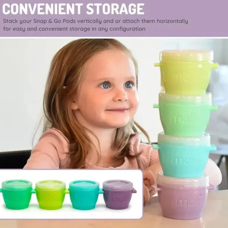 Melii Food Storage*- 4Pk Snap & Go Baby Food Storage Containers with lids, 6 Oz