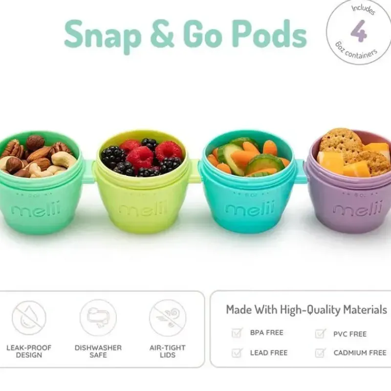 Melii Food Storage*- 4Pk Snap & Go Baby Food Storage Containers with lids, 6 Oz