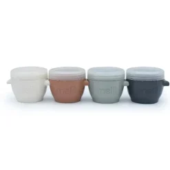 Melii Food Storage*- 4Pk Snap & Go Baby Food Storage Containers with Lids, Earth Tones, 4 Oz