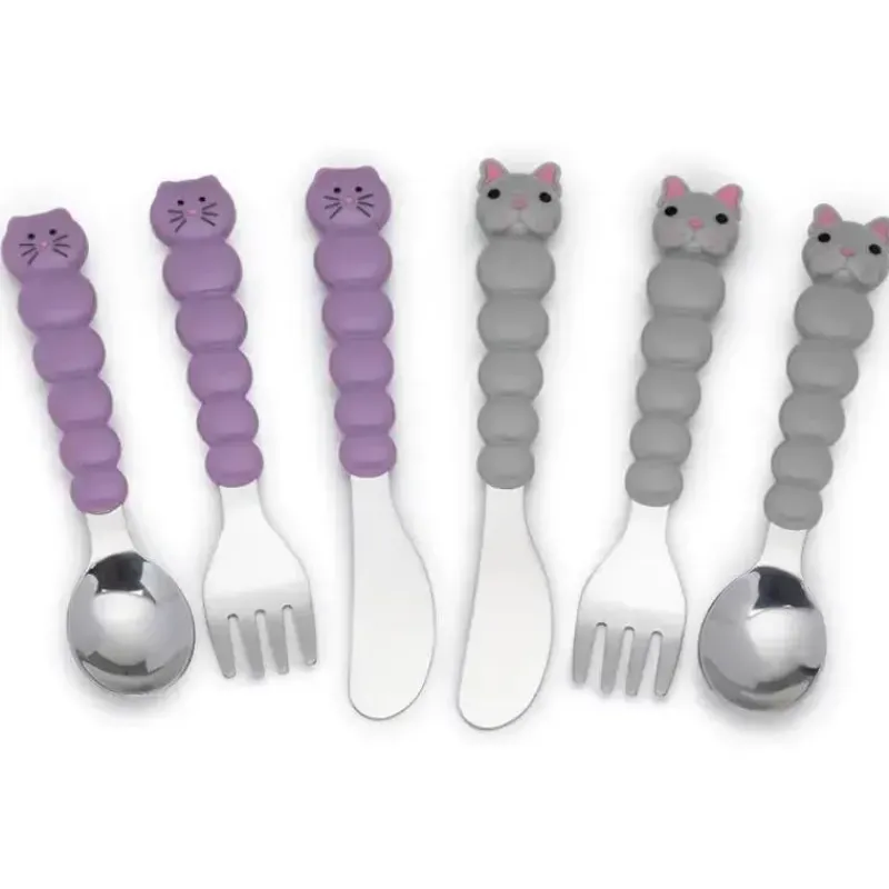 Melii Utensils & Accessories|Dishes, Utensils & Food Containers*- 6Pk Toddler & Kid Feeding Spoon Fork & Knife Set, Cat & Bulldog
