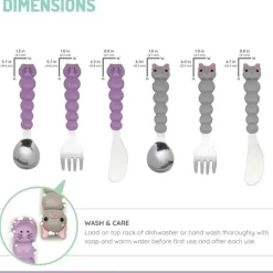 Melii Utensils & Accessories|Dishes, Utensils & Food Containers*- 6Pk Toddler & Kid Feeding Spoon Fork & Knife Set, Cat & Bulldog