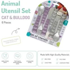 Melii Utensils & Accessories|Dishes, Utensils & Food Containers*- 6Pk Toddler & Kid Feeding Spoon Fork & Knife Set, Cat & Bulldog