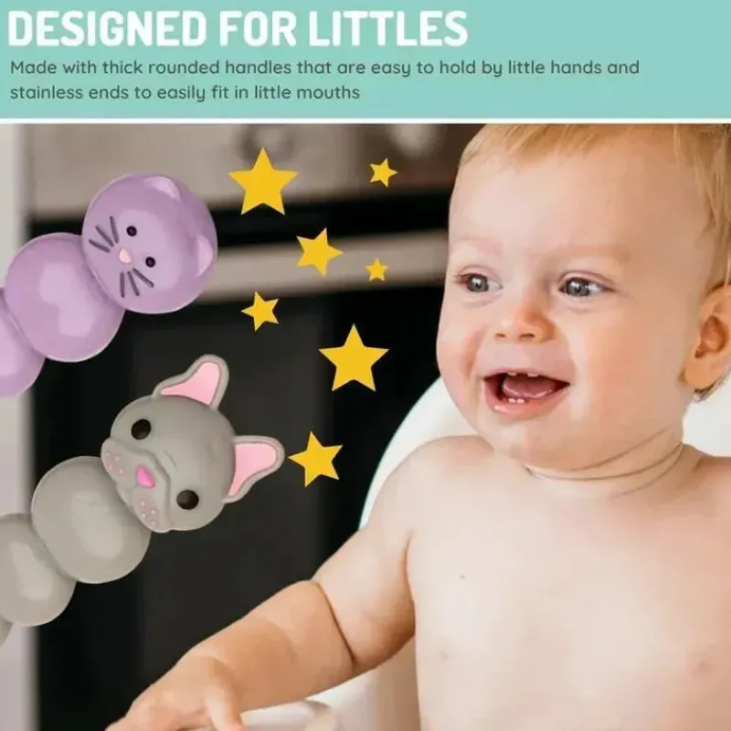 Melii Utensils & Accessories|Dishes, Utensils & Food Containers*- 6Pk Toddler & Kid Feeding Spoon Fork & Knife Set, Cat & Bulldog