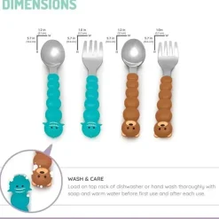 Melii Utensils & Accessories|Dishes, Utensils & Food Containers*- 4Pk Toddler & Kid Feeding Spoon & Fork Set, Shark & Bear