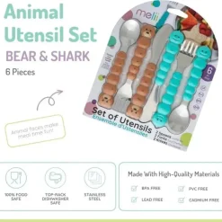 Melii Utensils & Accessories|Dishes, Utensils & Food Containers*- 6Pk Toddler & Kid Feeding Spoon Fork & Knife Set, Bear & Shark