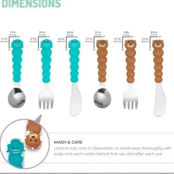 Melii Utensils & Accessories|Dishes, Utensils & Food Containers*- 6Pk Toddler & Kid Feeding Spoon Fork & Knife Set, Bear & Shark