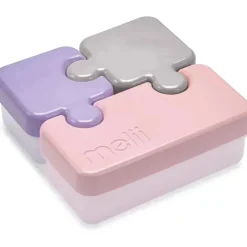Melii Food Storage*- Puzzle Bento Box Food Storage Container, 3 Compartments, Pink, Purple & Grey